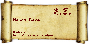 Mancz Bere névjegykártya